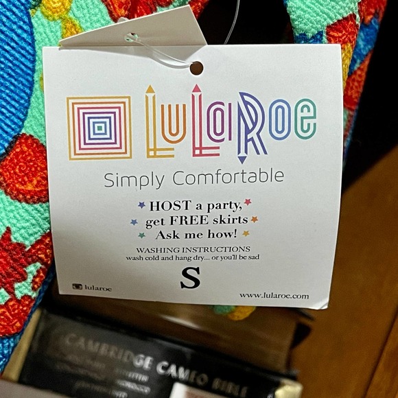 LuLaRoe Nicole Women's Sz S Bright Feather Print New W Tags S1023-400 - Picture 5 of 7